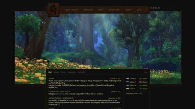 WoW Warmane private server homepage