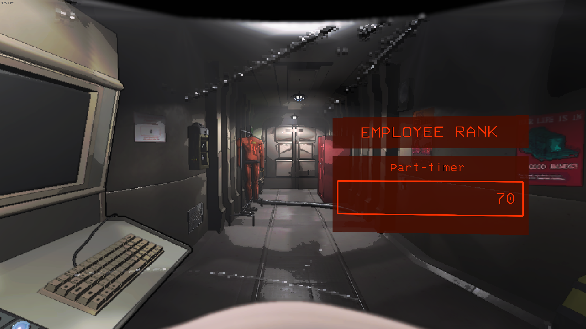 Screenshot from Lethal Company with a spaceship interior and a rank/level screen.