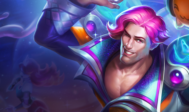 Taric winking and smiling from League of Legends and Teamfight Tactics.