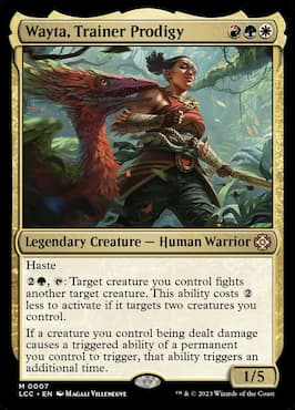 Human warrior training a dinosaur on plane of Ixalan