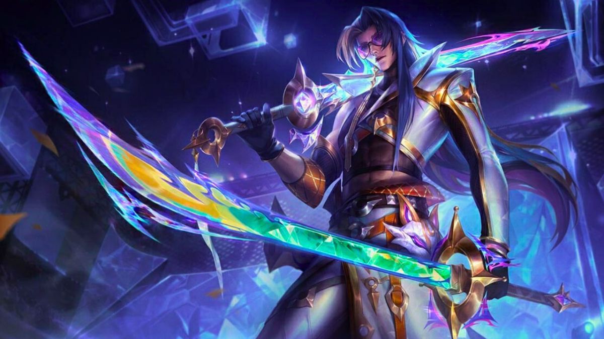 Yone in his prestige HEARTSTEEL skin in League of Legends