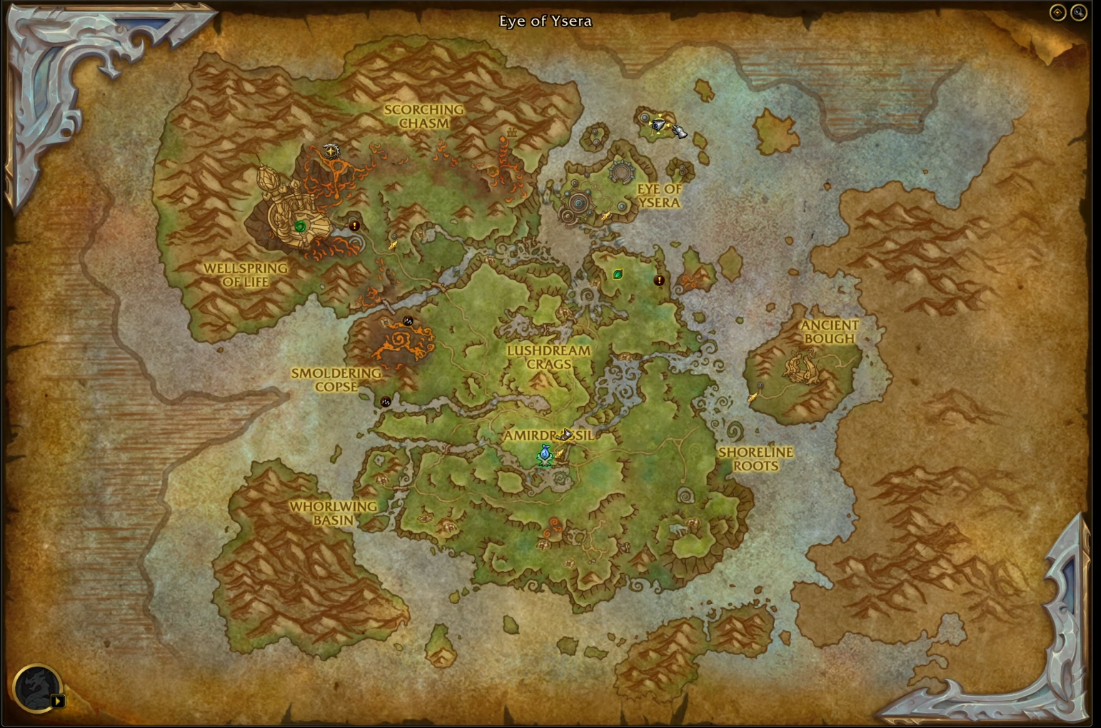 A map of the Eye of Ysera in WoW.