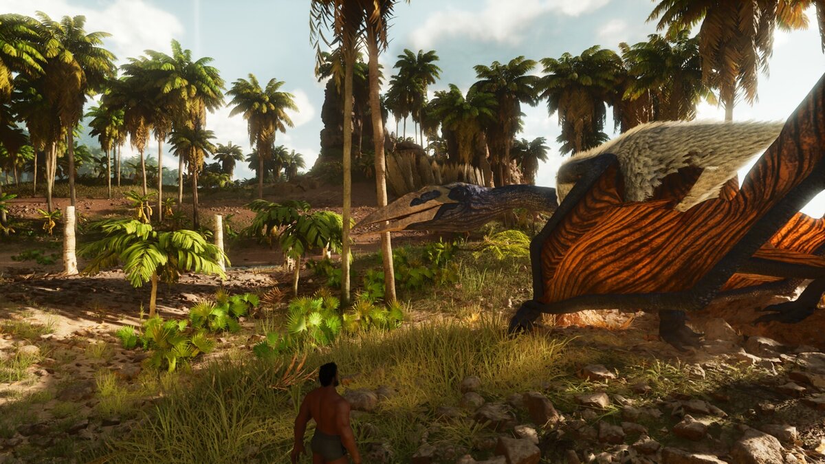 Man standing next to tamed Quetzal in ARK: Survival Ascended