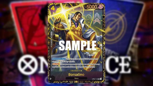 Borsalino from One Piece appears on a Black Championship Character card from the Bandai card game.