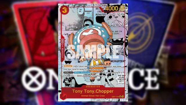 Chopper from One Piece appears on a Red Manga Rare Character card from the Bandai card game.