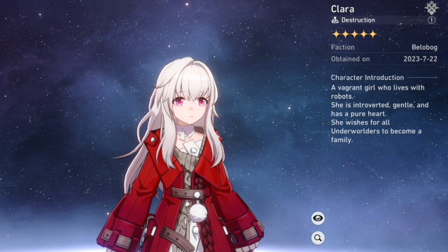 Clara's description page.