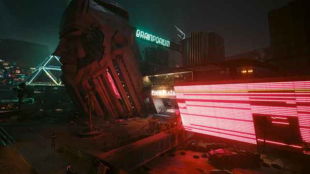 Cyberpunk 2077 building with neon lights