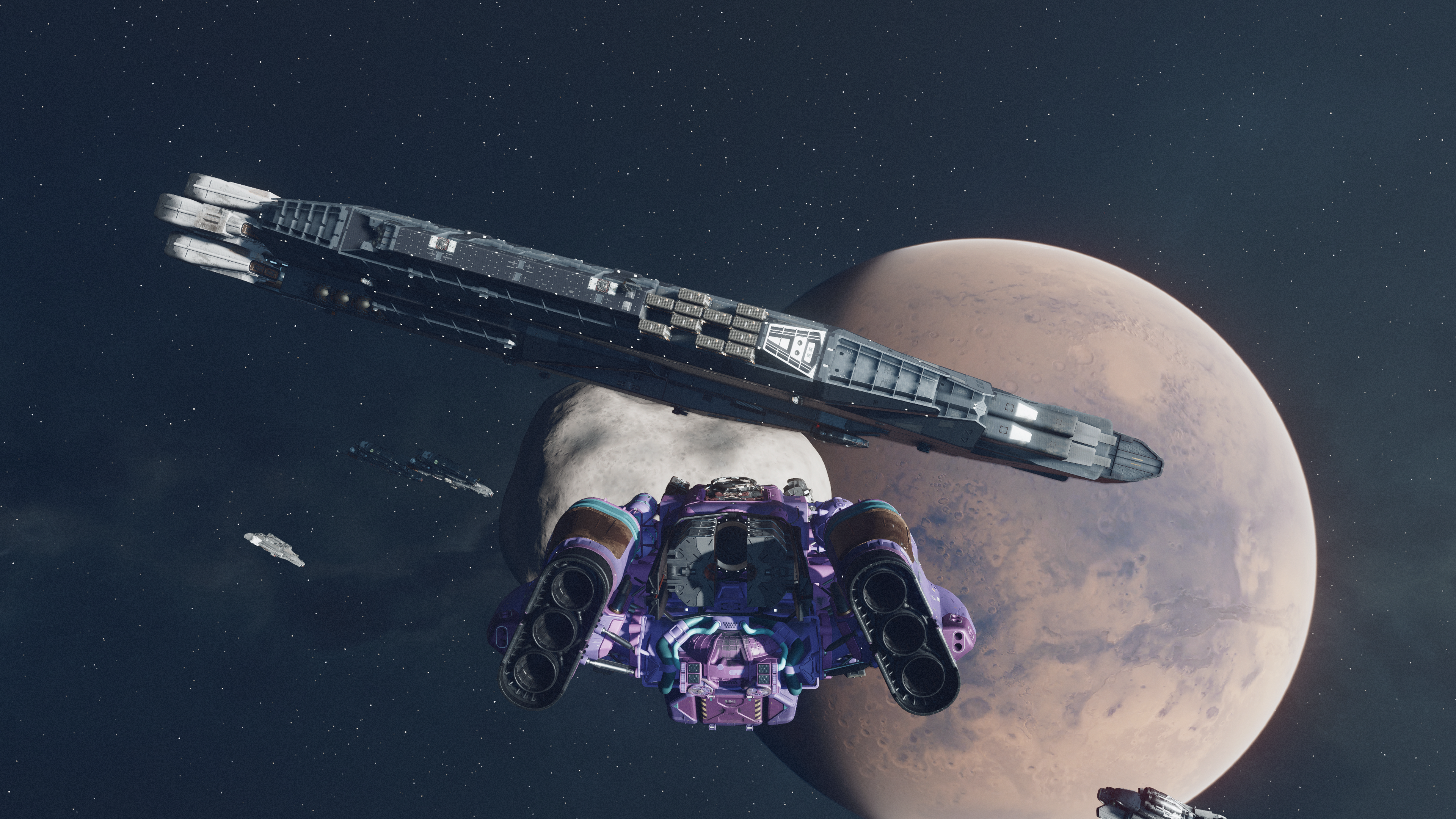 An in-game screenshot of space exploration in Starfield.