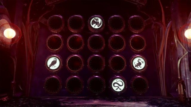 The Wish Wall inside the Last Wish raid in Destiny 2, with icons lit up.