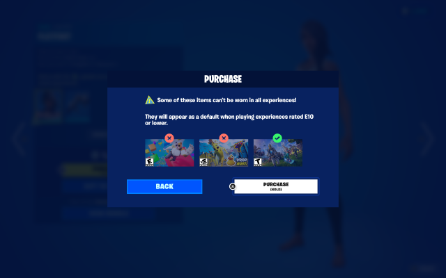 Fortnite various age restrictions