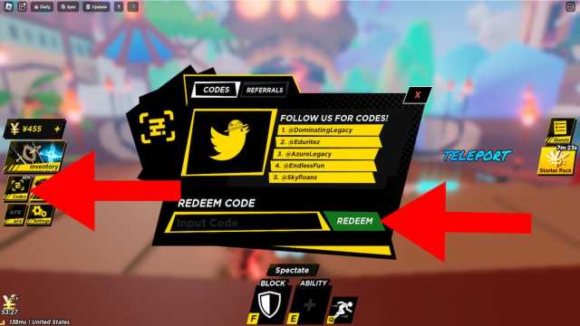 How to redeem codes in Anime Ball