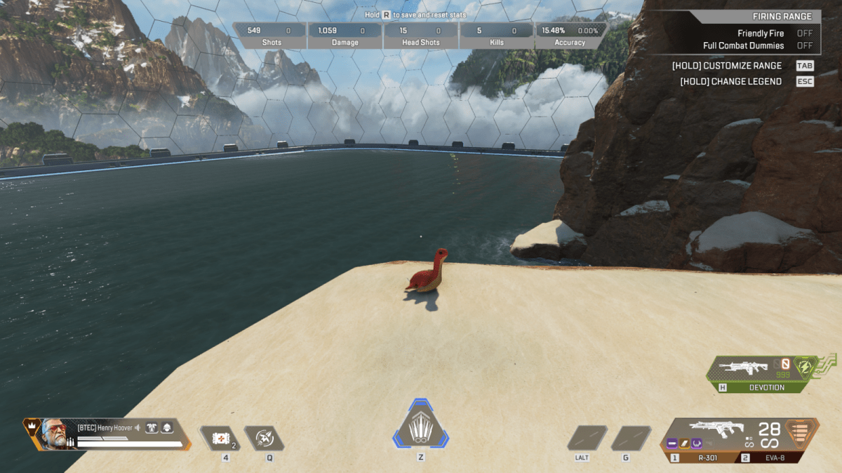 How to find the apex legends red nessie: The Apex Legends Red Nessie sitting in the firing range