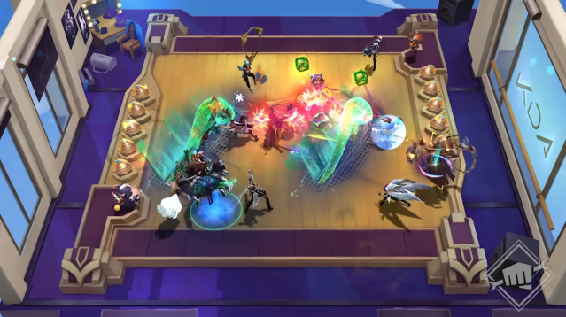 A Teamfight Tactics board with Illaoi tentacles striking at enemies.
