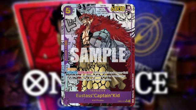 Kid from One Piece appears on a Purple Manga Rare Character card from the Bandai card game.