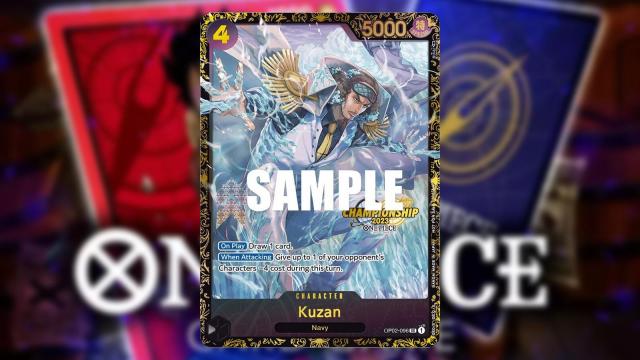 Kuzan from One Piece appears on a Black Championship Character card from the Bandai card game.