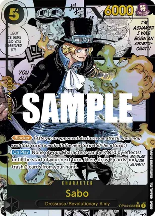 Sabo from One Piece's rare Manga card from Kingdoms of Intrigue set