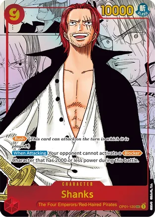 Manga variant of Shanks One Piece TCG card