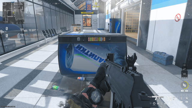 Image of an overturned soda dispenser in an airport in Modern Warfare 3.