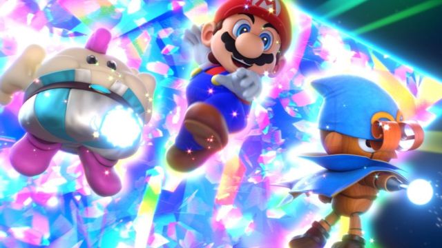 mario and characters jumping out of portal in super mario rpg