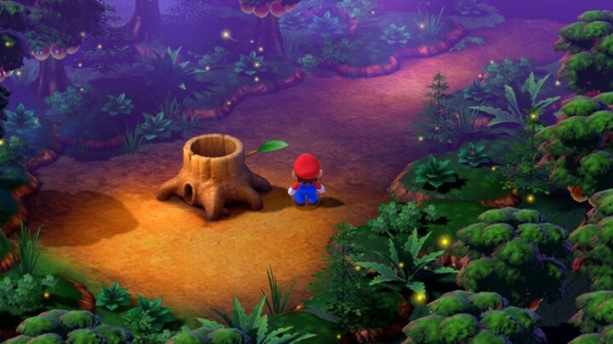 mario next to stump exit in super mario rpg remake