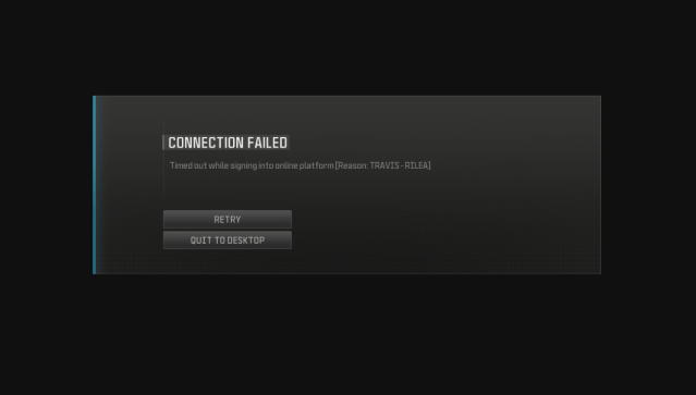 A screenshot of the Travis-Rilea error in MW3.