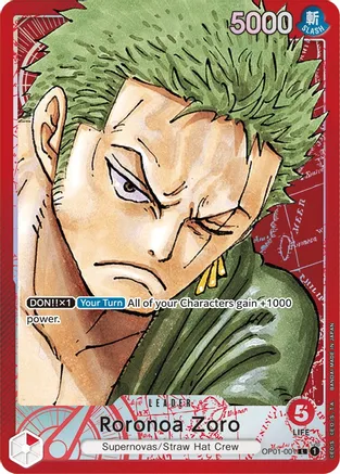 Zoro from One Piece's alt-art Leader card from Romance Dawn