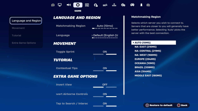 Fortnite Settings Matchmaking