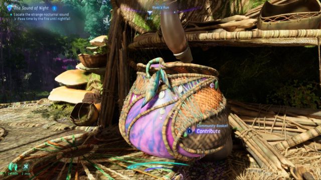 An offering basket in an Aranahe encampment in Avatar: Frontiers of Pandora.