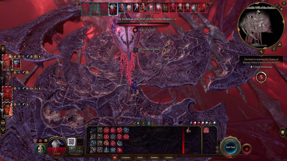 The Netherbrain appears with red, outstretched tendrils in a dark red and purple arena.