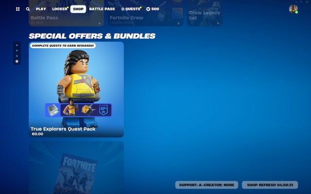 Free Trailblazer Tai skin pack in LEGO Fortnite in the store