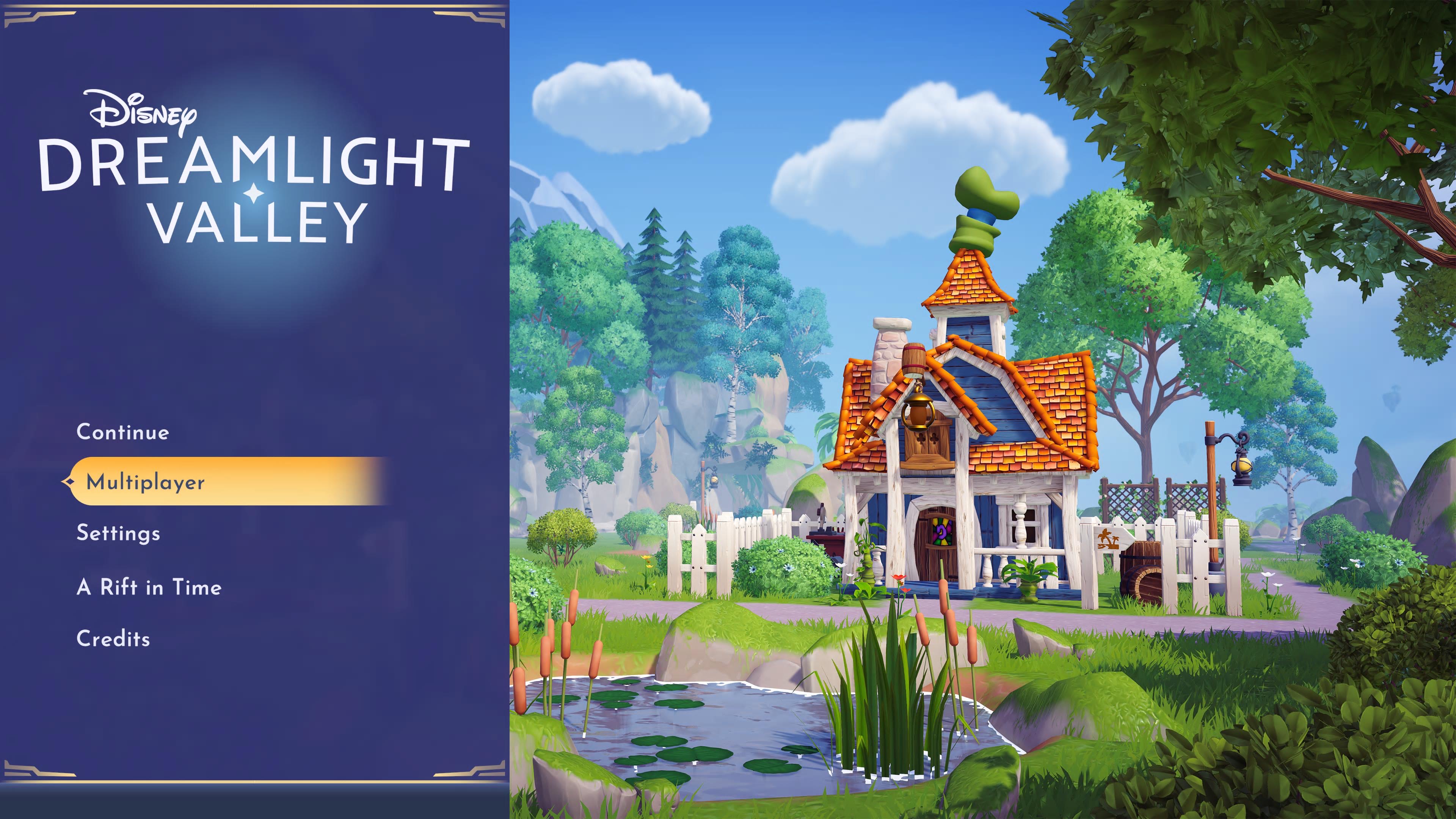An in game screenshot of the main menu from Disney Dreamlight Valley