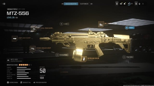 A screenshot of Warzone's MTZ-556 AR