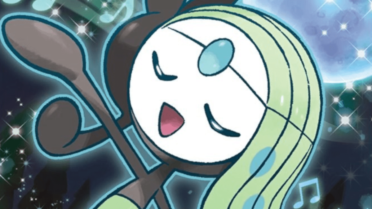 Meloetta singing in the Pokemon TCG.