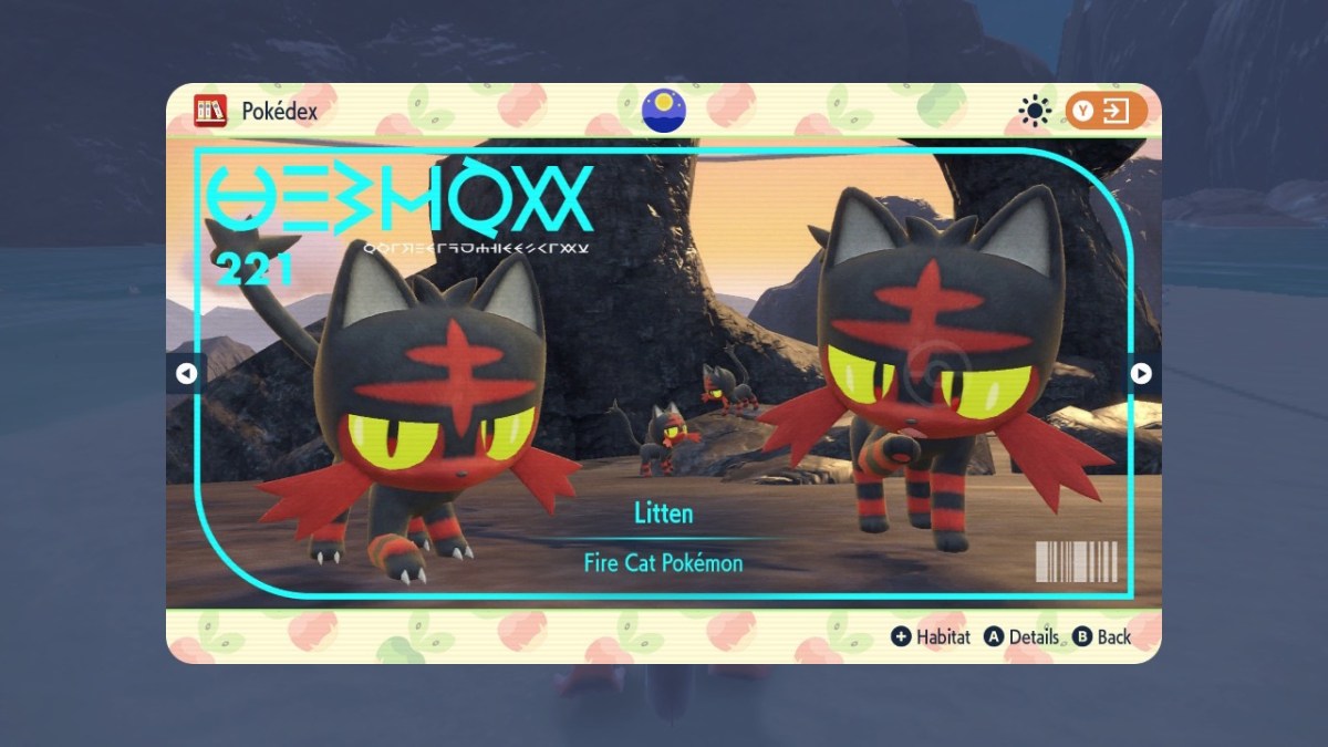 Litten Pokédex entry in Pokémon Scarlet and Violet