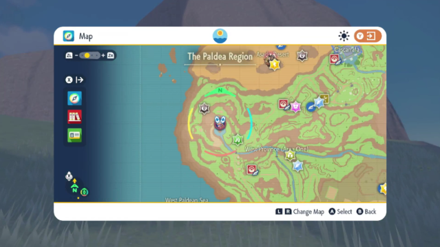 Raikou's location on a map in Scarlet and Violet