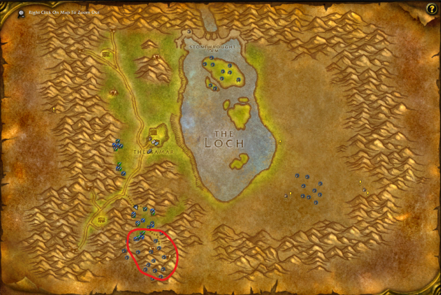 Map of the Skull-Shaped Geode's location in WoW
