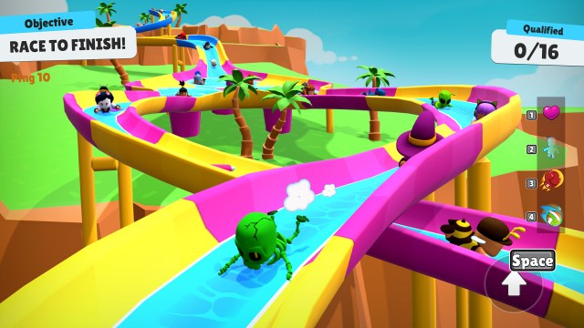 Stumble Guys water slide gameplay