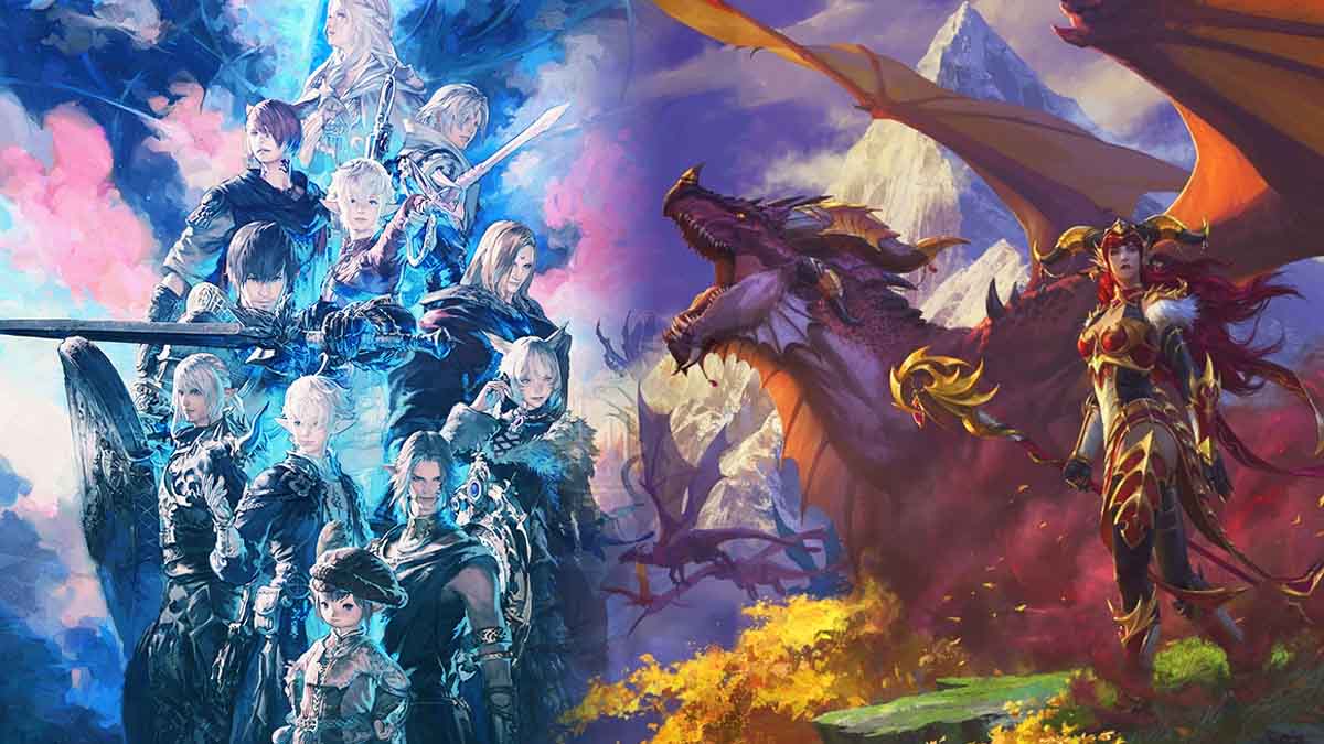 WoW Dragonflight and FFXIV Endwalker key art