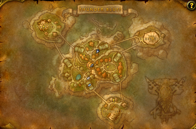 Image of the WoW SoD map showing the Thunder Bluff region.