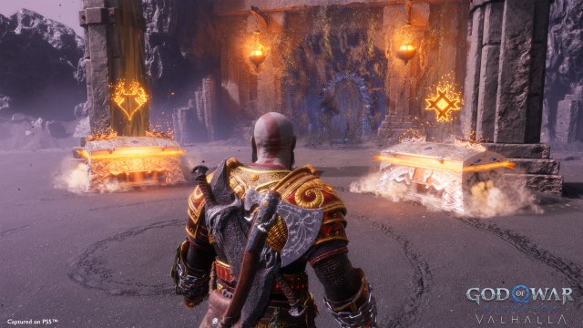 Kratos chooses between two buffs in God of War: Ragnarok's Valhalla DLC.
