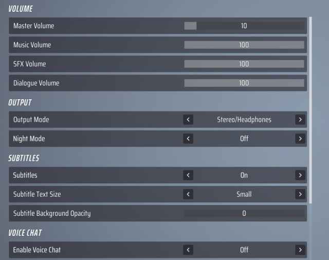 Audio settings tab in THE FINALS settings