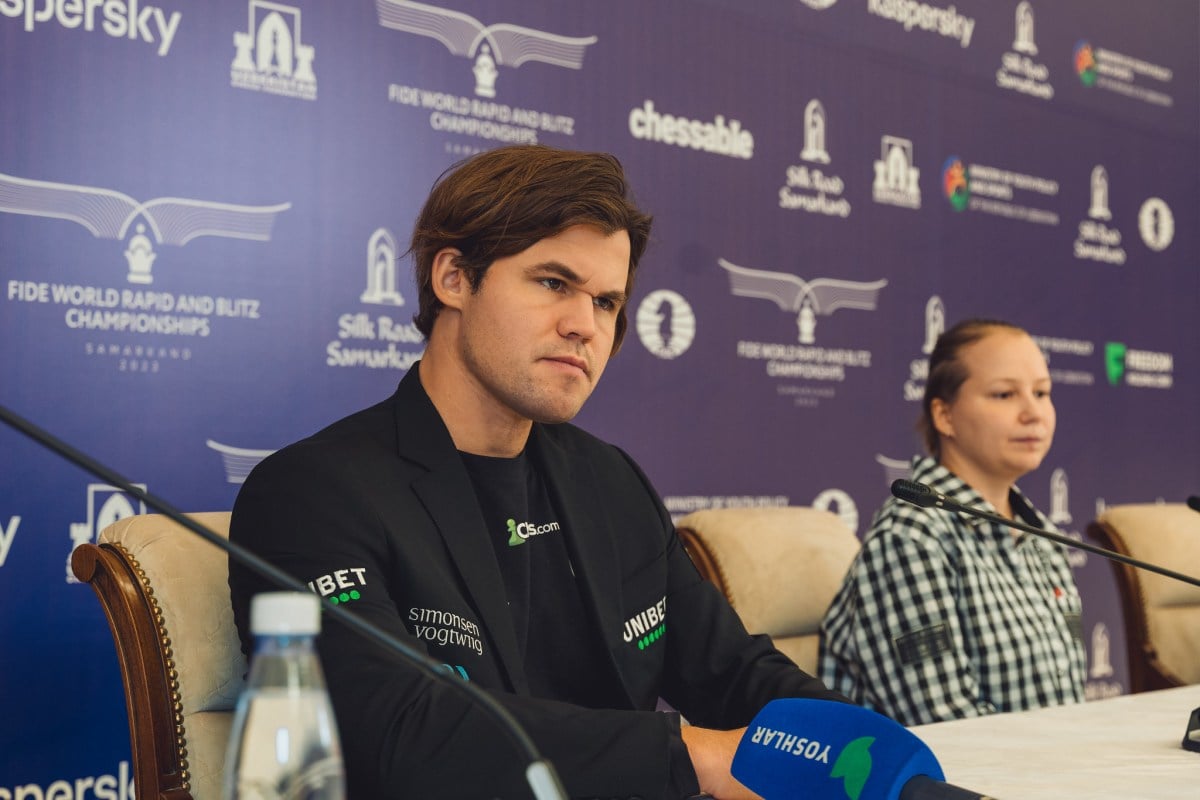 Carslen at the championship press conference