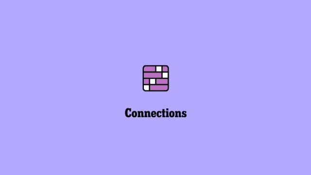 Connections game name and logo over a purple background