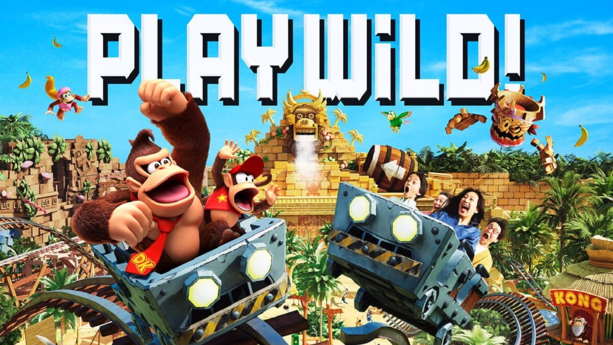 Donkey Kong theme park teaser Diddy Kong riding minecart