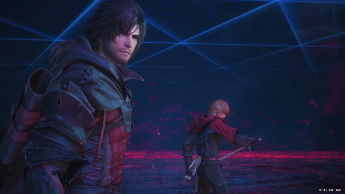 Final Fantasy 16 Clive and Joshua standing in dark area