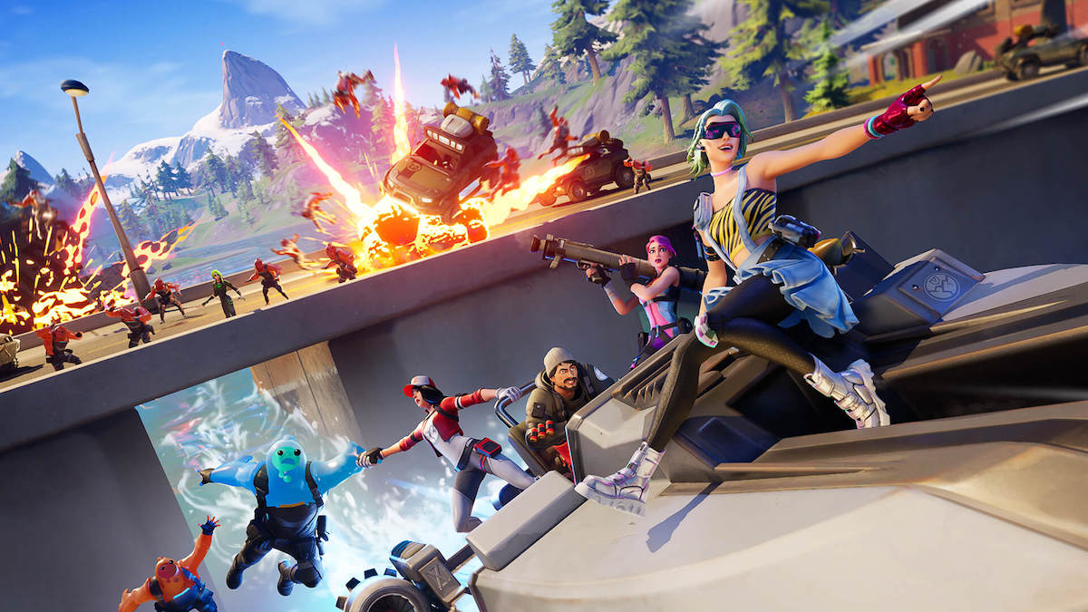 Fortnite characters featured in an action scene.