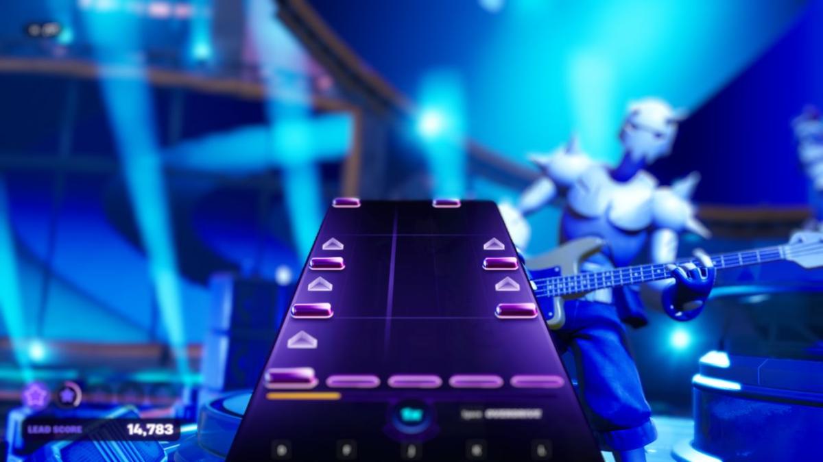 A screenshot of Fortnite Festival's chart during Cake by the Ocean by DNCE.