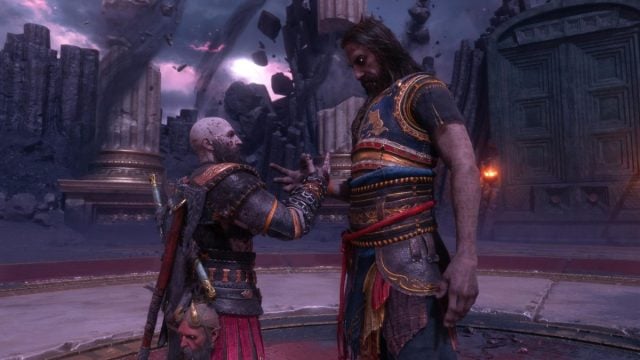 kratos and tyr shaking hands in god of war ragnarok valhalla