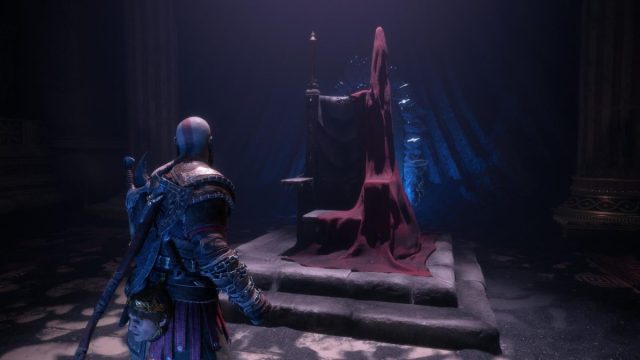 kratos looking at throne in god of war ragnarok valhalla dlc