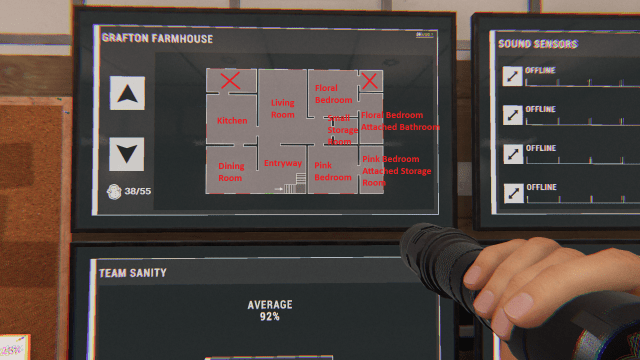 A map of the main floor of Grafton Farmhouse with the rooms marked.